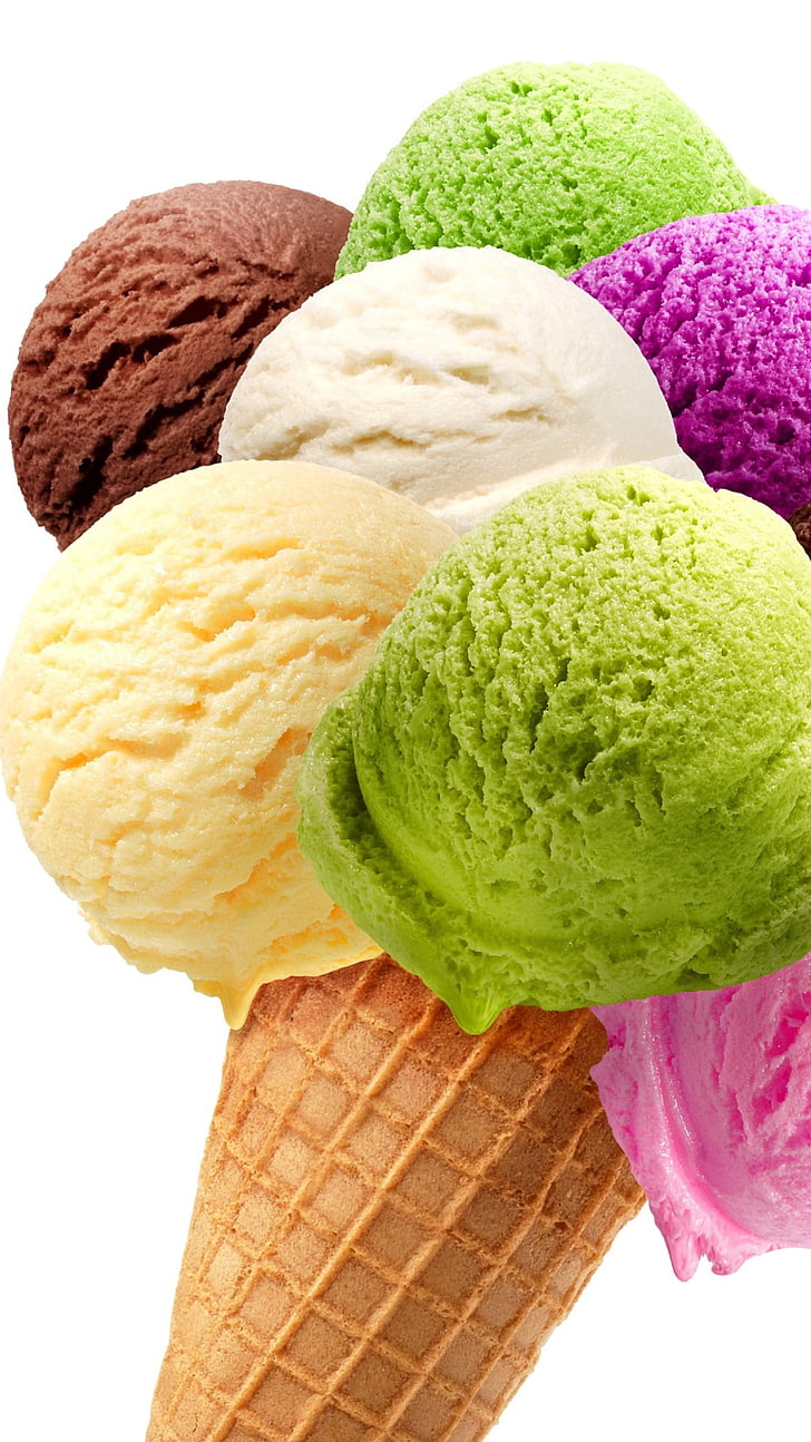 Ice Cream Cone with Toppings, dessert, food, multi colored, studio shot Free HD Wallpaper