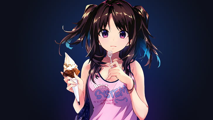 Ice Cream Girl Drawing, desert, ice cream, anime girl Free HD Wallpaper