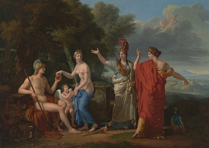 Judgment of Paris Painting, classic art, greek mythology, putti, judgment of paris