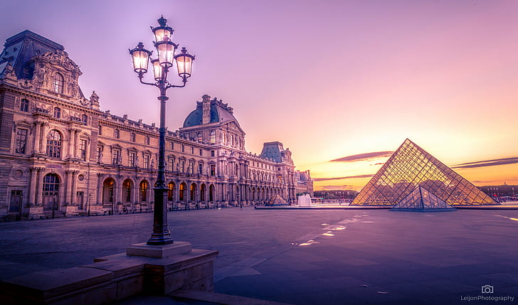 Louvre Museum Night, clear, cloud, monument, sky