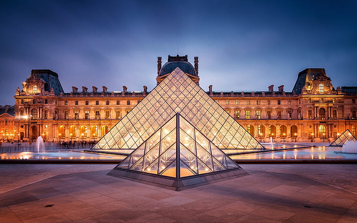 Louvre, triangular, louvre, paris, france Free HD Wallpaper