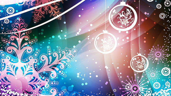 Merry Christmas Ball Ornaments, texture, shape, eve, paint Free HD Wallpaper