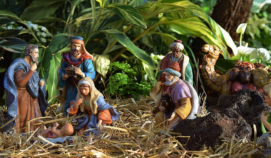 Nativity Manger Scene, figurine, representation, religious, nature Free HD Wallpaper