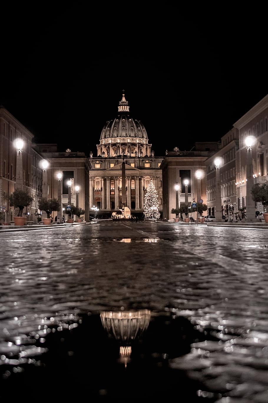 Nature, building, incidental people, illuminated, night time