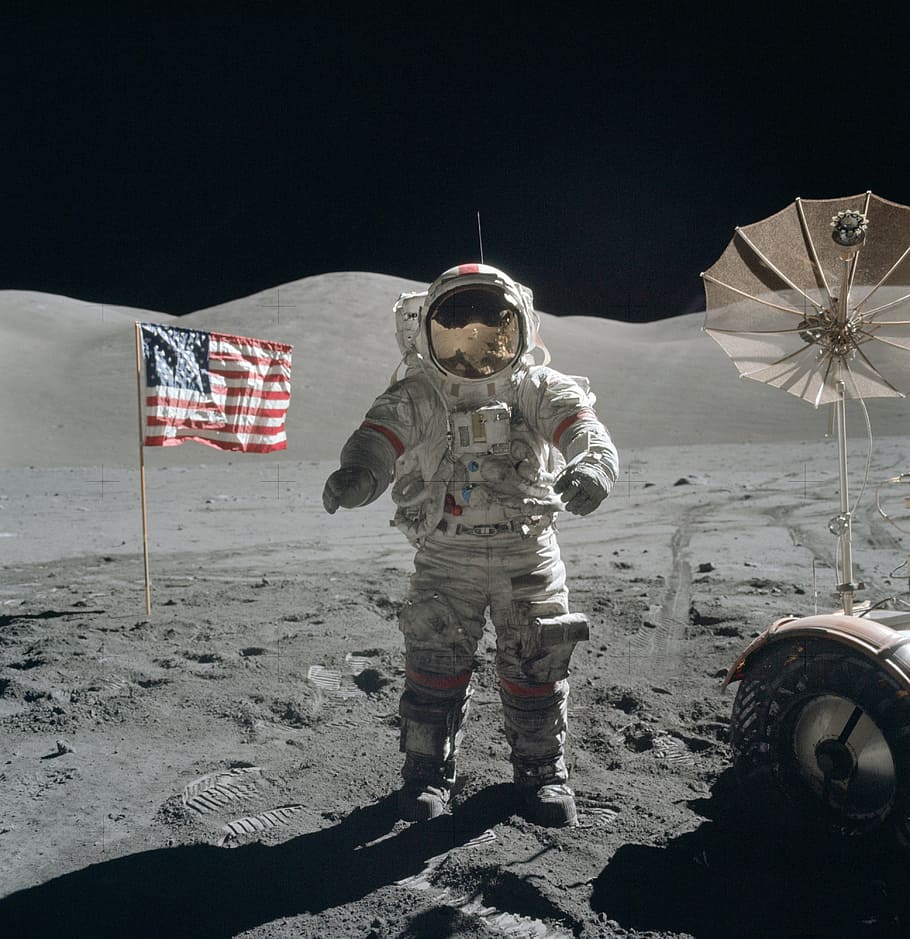 Neil Armstrong Black and White, technology, moonbuggy, nasa, flag Free HD Wallpaper