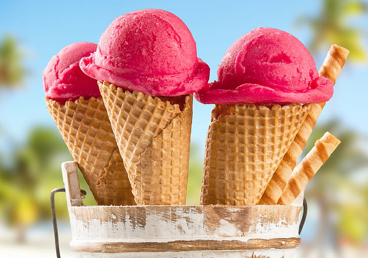 Neon Ice Cream, sweets, summer, ice cream, dessert Free HD Wallpaper
