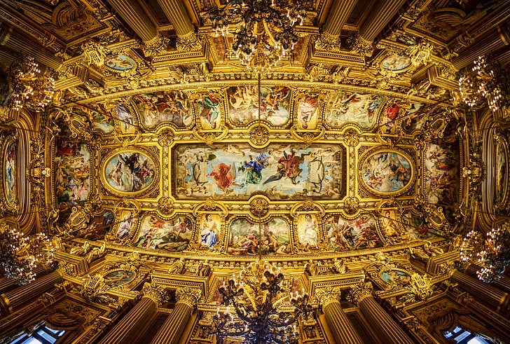 Paris Opera House 1800s, low angle view, place of worship, travel destinations, representation Free HD Wallpaper