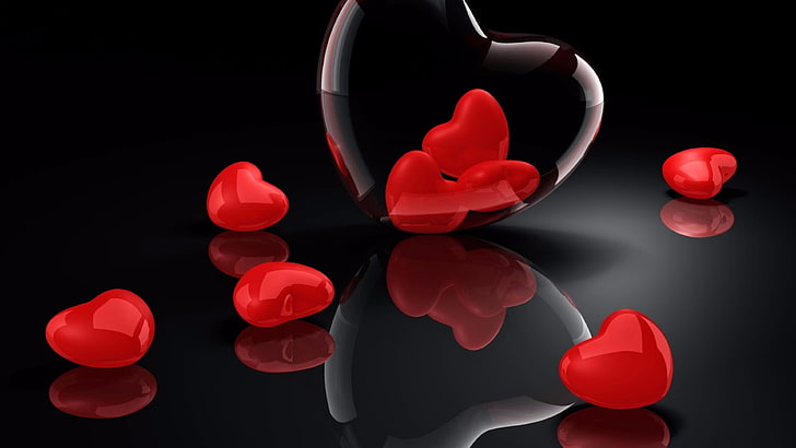 Pink Valentine Hearts, heart, love, red hearts Free HD Wallpaper