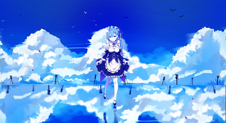 Re Rem Zero Anime Cool Demon, outdoors, flower, nature, blue Free HD Wallpaper