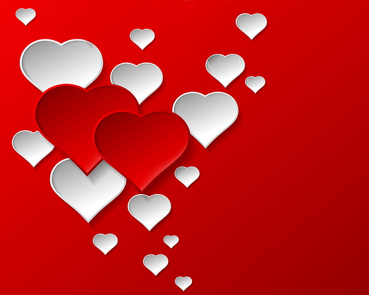 Red and White Heart, celebration, greeting, heart shape, vector