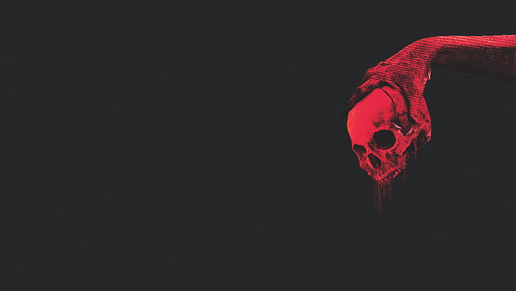 Red Black and White Skulls, celebration, metal, human blood, hanging Free HD Wallpaper