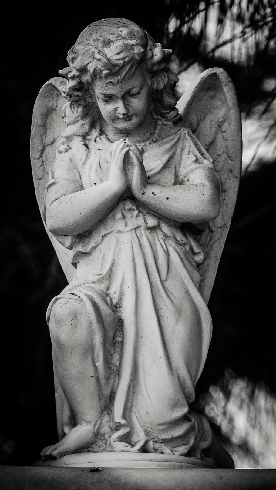 Stone Angel Statues, angel, emotion, praying, grief Free HD Wallpaper