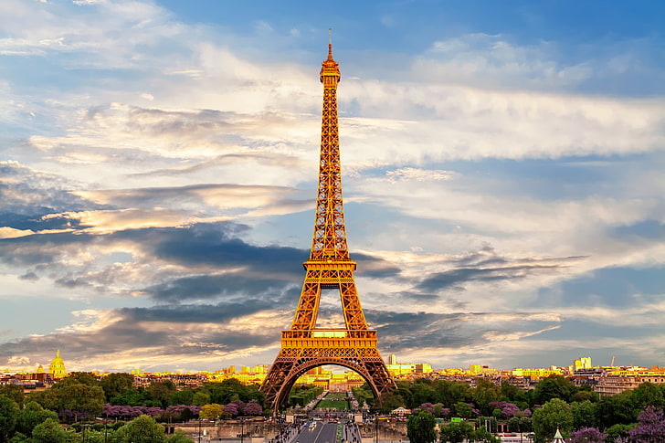 Tour Eiffel Paris, vacations, built structure, sunset, urban scene Free HD Wallpaper