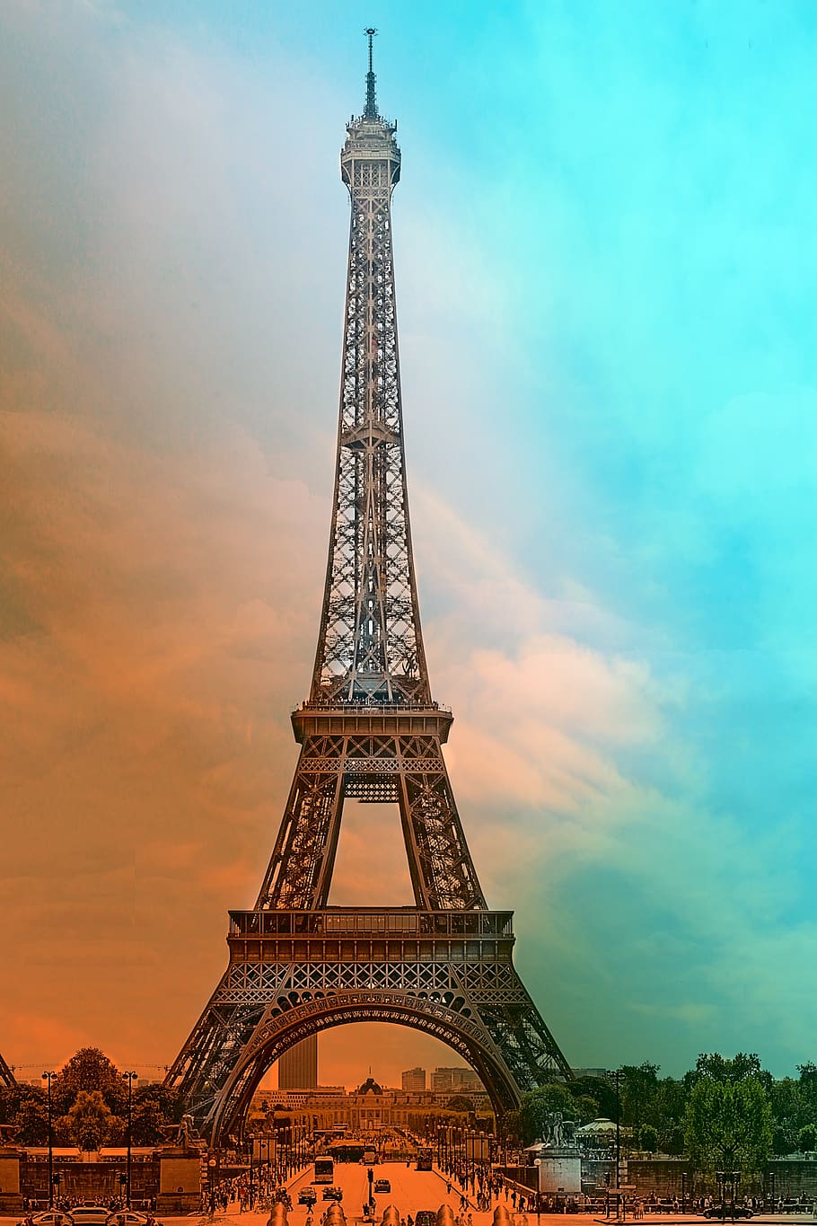 Vintage Eiffel Tower Paris, cloud  sky, the past, tall  high, spire Free HD Wallpaper