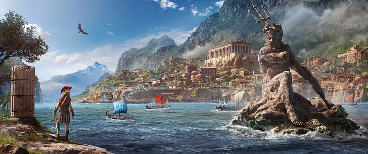 Assassin's Creed Odyssey Trailer, sky, sunlight, ultrawide, ultrawide Free HD Wallpaper