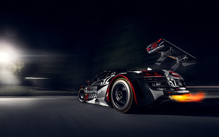 Audi DTM Racing, professional sport, long exposure, audi r8, illuminated Free HD Wallpaper