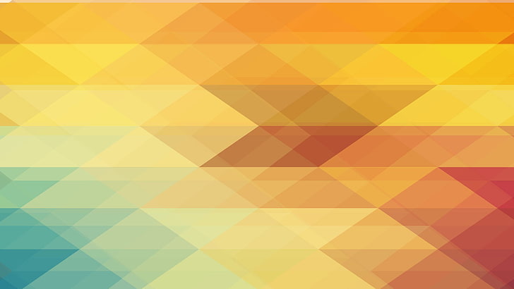 Blue and Orange Geometric, full frame, triangle shape, digital art, seamless pattern Free HD Wallpaper