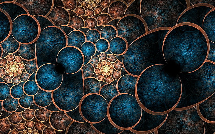 Bronze Glitter, blue, abstract, digital art, bronze Free HD Wallpaper