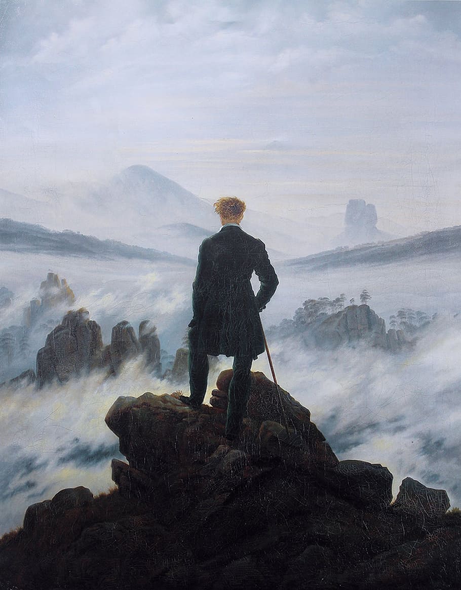 caspar david friedrich, beauty in nature, lifestyles, looking at view Free HD Wallpaper