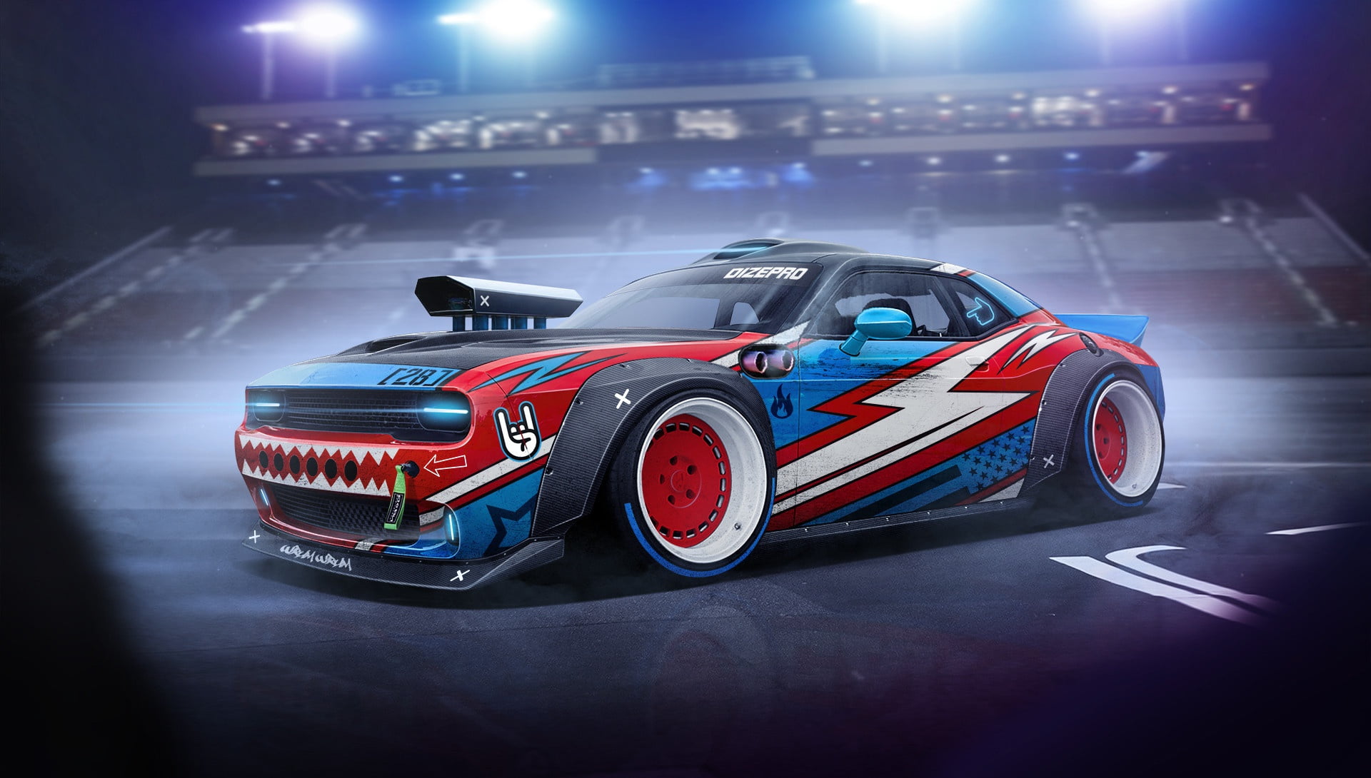 Cool Drift Car Drawings, dodge, professional sport, dodge challenger, auto racing