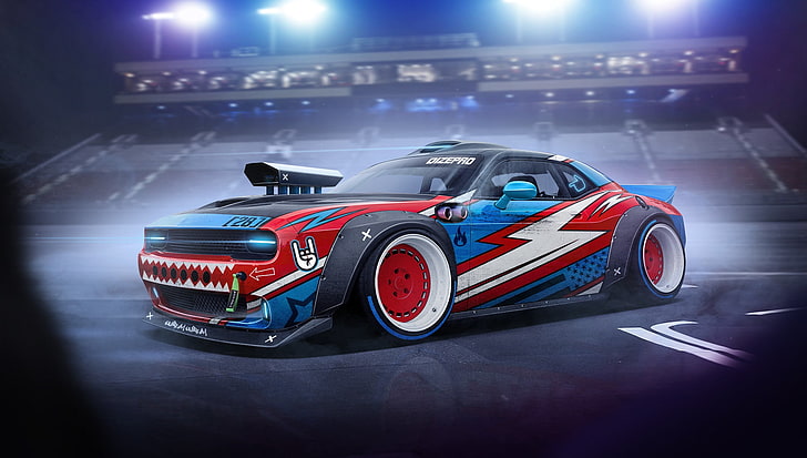 Cool Drift Car Drawings, dodge, professional sport, dodge challenger, auto racing Free HD Wallpaper