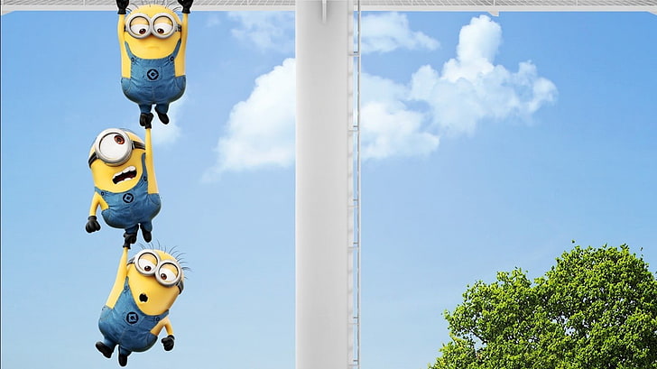 Despicable Me Minions, low angle view, security, nature, blue Free HD Wallpaper