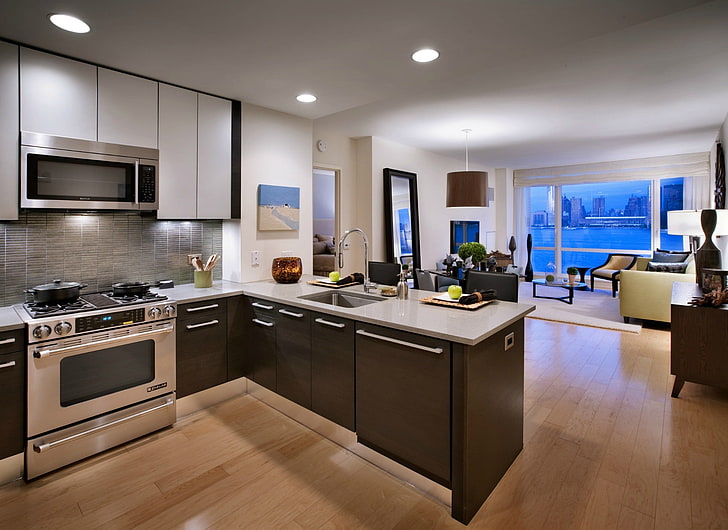 Dining Room Interior Design, luxury, kitchen counter, exhaust fan, appliance