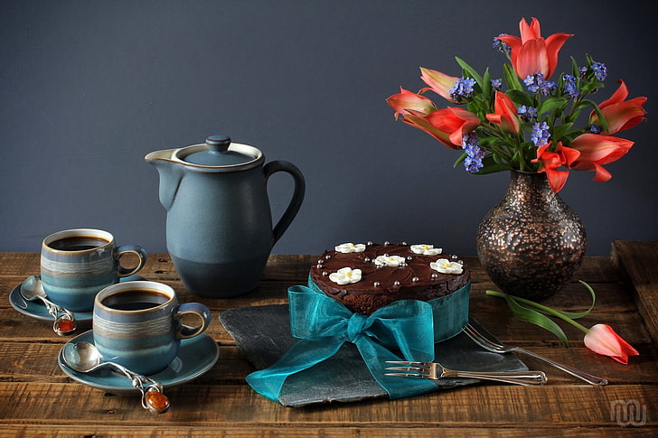 Enrobed Choclate Cake Spring, studio shot, pitcher  jug, plant, hot drink Free HD Wallpaper