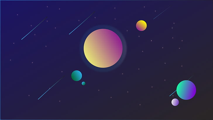 Famous Minimalist Art, stars, comet, planet, space art Free HD Wallpaper