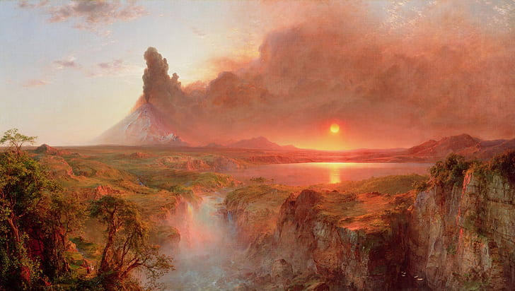 Frederic Edwin Church Artist, art, waterfall, cotopaxi, plain Free HD Wallpaper