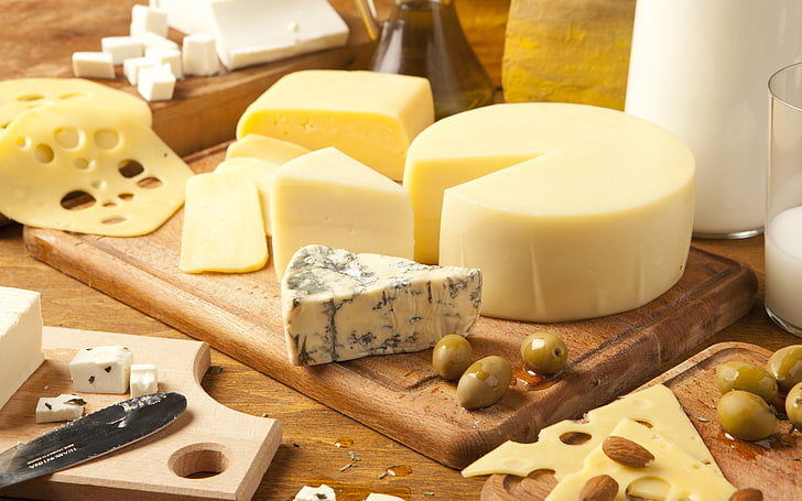 gourmet, cheddar  cheese, wood  material, emmental cheese Free HD Wallpaper
