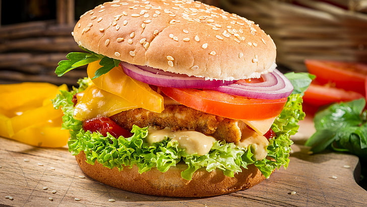 Healthy Turkey Burger, gourmet, fast, diet, vegetable Free HD Wallpaper