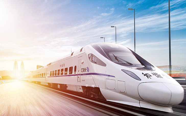 High Speed Train Station, sky, tech, train, day