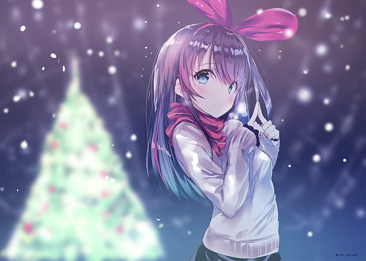 Kizuna Ai Transparent, youtube, christmas, kizuna ai, dark hair