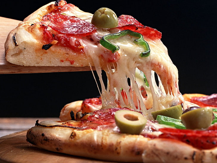Melted Cheese Pizza, food and drink, no people, slice, dairy product Free HD Wallpaper