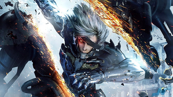 Metal Gear Rising Raiden Art, water, men, solid, one person Free HD Wallpaper