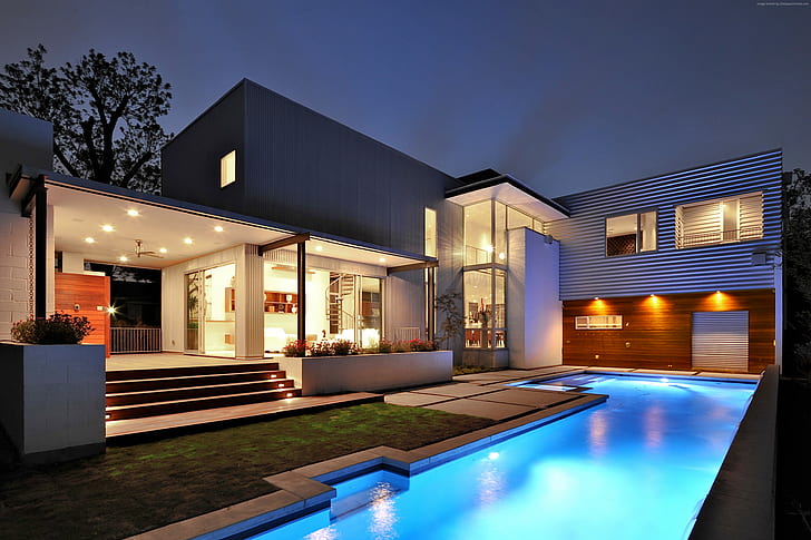 Modern Mansion Pool, yard, house, hightech, mansion