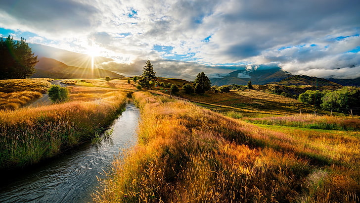 NZ Nature, tranquility, blue, nonurban scene, stream  flowing water Free HD Wallpaper