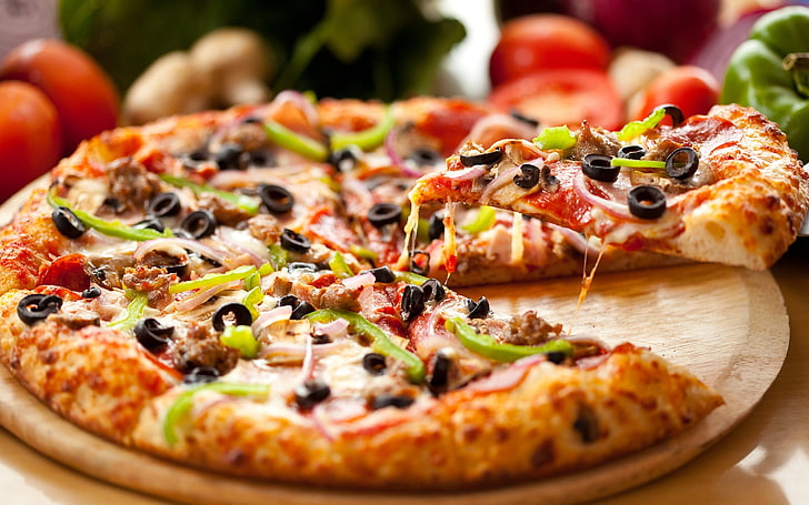 Pizza Recipes, black olive, edible mushroom, mushroom, meat Free HD Wallpaper