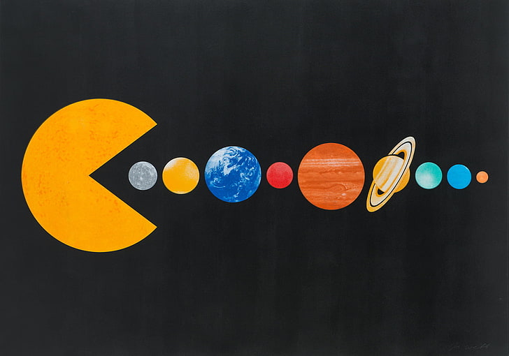 Saturn Clip Art, education, copy space, painting, pacman