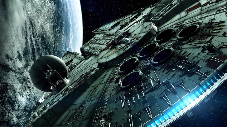 Star Wars Saga, millennium falcon, communication, high angle view, city