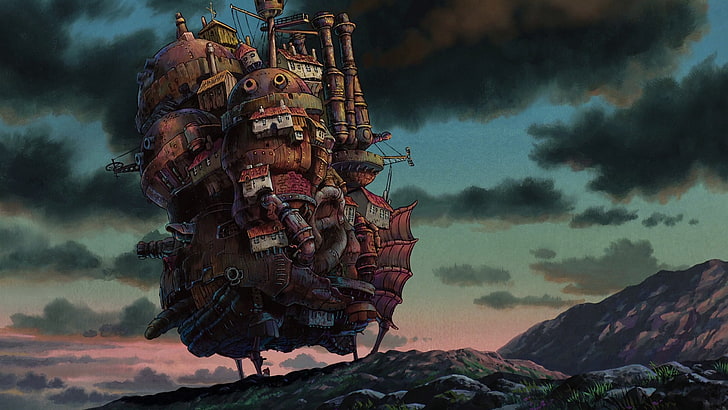 Studio Ghibli Films, real people, cloud  sky, hauru no ugoku shiro, sea Free HD Wallpaper