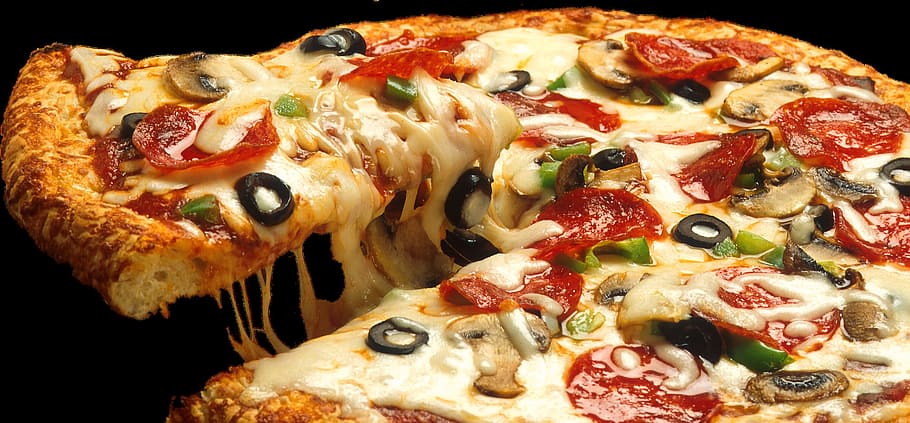 Supreme Pizza Sauce, unhealthy eating, black olive, dairy product, vegetable Free HD Wallpaper