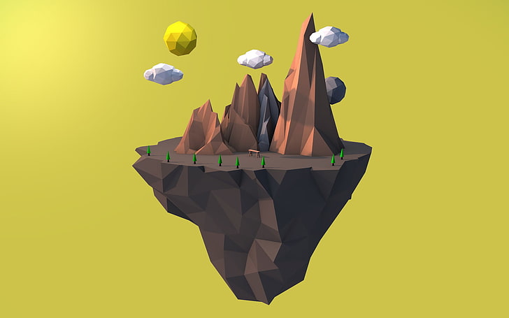 Voxel Art, yellow background, nature, digital composite, frustration