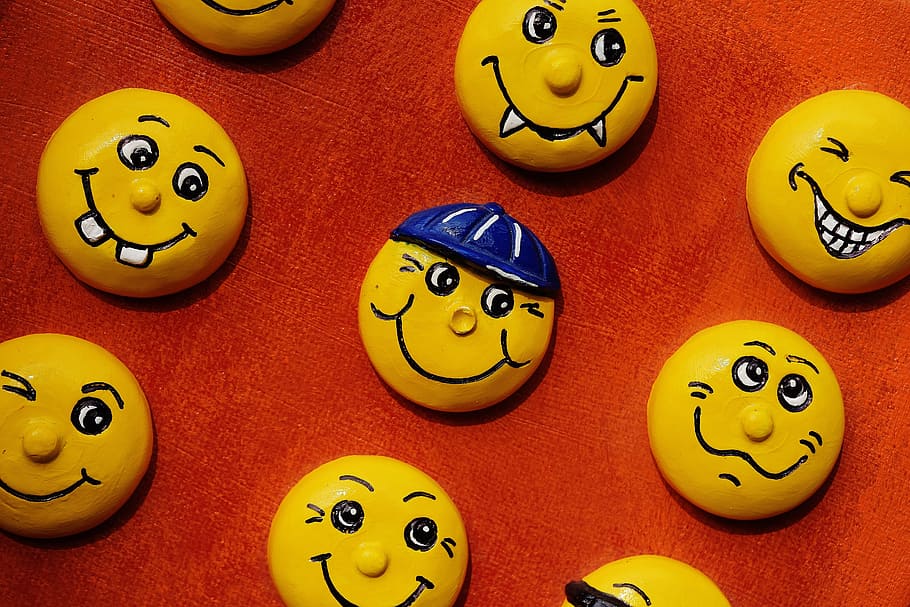 yellow happy, anthropomorphic, anthropomorphic smiley face, closeup Free HD Wallpaper