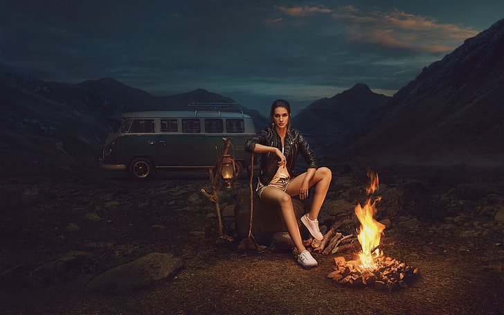 Beautiful Campfire, mode of transportation, outdoors, car, jean shorts Free HD Wallpaper