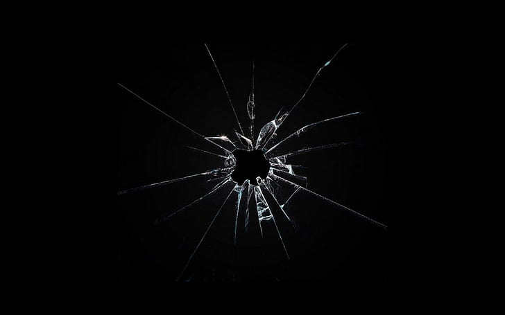 Broken Glass Art, apple, glass, apple logo, broken Free HD Wallpaper