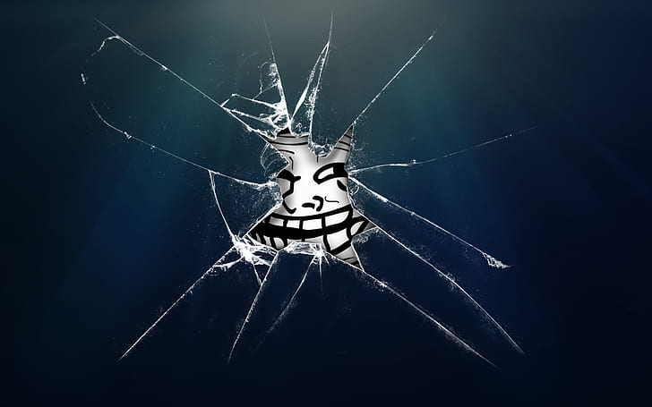 broken, troll, broken glass, funny Free HD Wallpaper