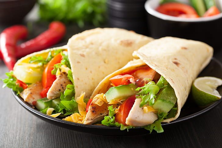 chicken tacos, ingredients, vegetables Free HD Wallpaper