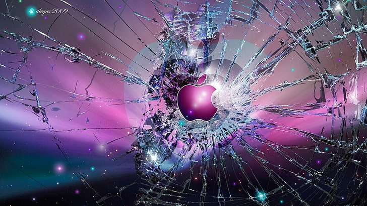 Cracked Apple Watch Screen, futuristic, internet, logo, computer graphic Free HD Wallpaper